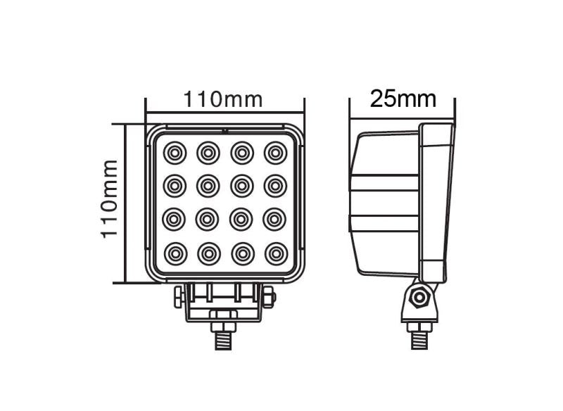TRUCKLIGHT LED Arbetslampa 16 LED 48W – 3840 lm, IP68, 10–30V