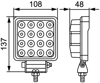 HELLA LED Arbetslampa 16 LED 25W – 2500 lm, IP6K7/IP6K9K, 12/24V
