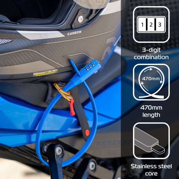 OXFORD Combi Zip Lock 470 mm – kompakt säkerhetsvajer