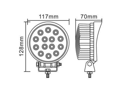 TRUCKLIGHT LED Arbetslampa 14 LED 42W – 3360 lm, Rund, IP68, 10–30V