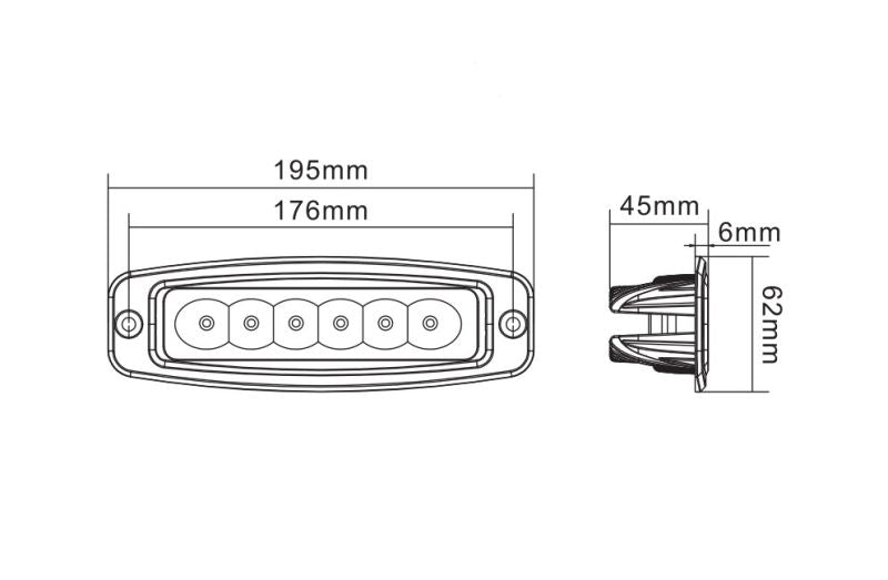 TRUCKLIGHT LED Arbetslampa 6 LED 18W – 1440 lm, IP68, 10–30V