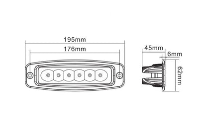 TRUCKLIGHT LED Arbetslampa 6 LED 18W – 1440 lm, IP68, 10–30V